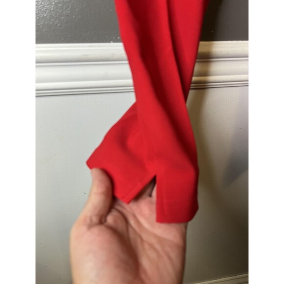 Allen Samo Pants Womens Medium Red High Waist Tapered Leg Slit Hem Zip USA - Picture 4 of 9